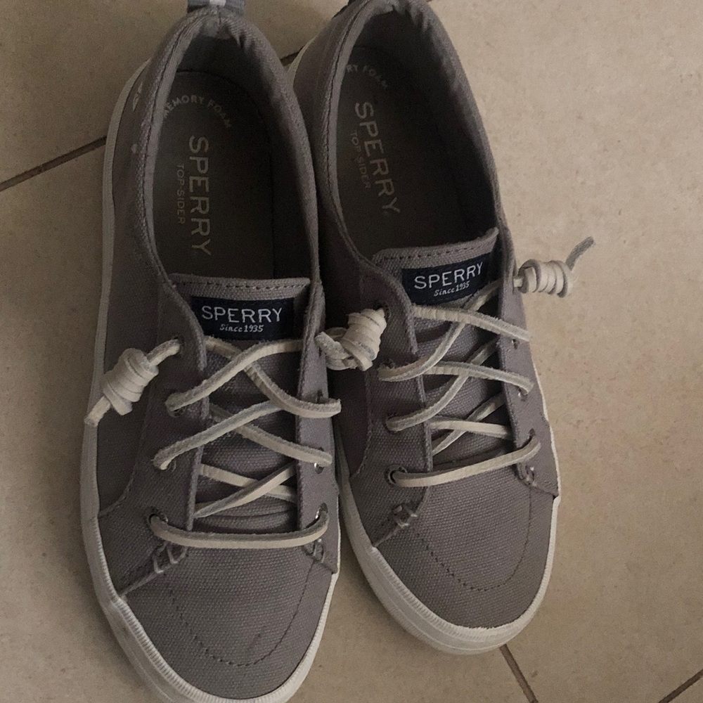 Sperry Gray Canvas Boat-Style Lace Sneakers